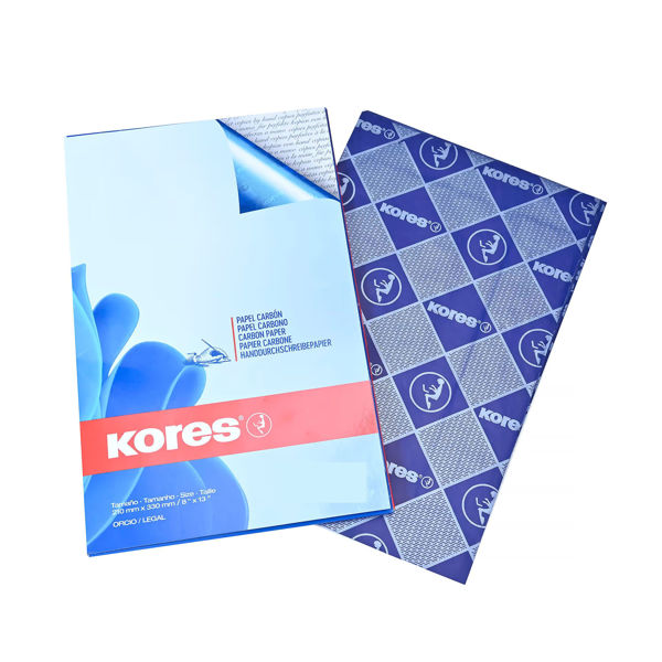 Imagen de HOJA INDIVIDUAL DE PAPEL CARBONICO KORES AZUL (MEDIDA 21X33 CMS)