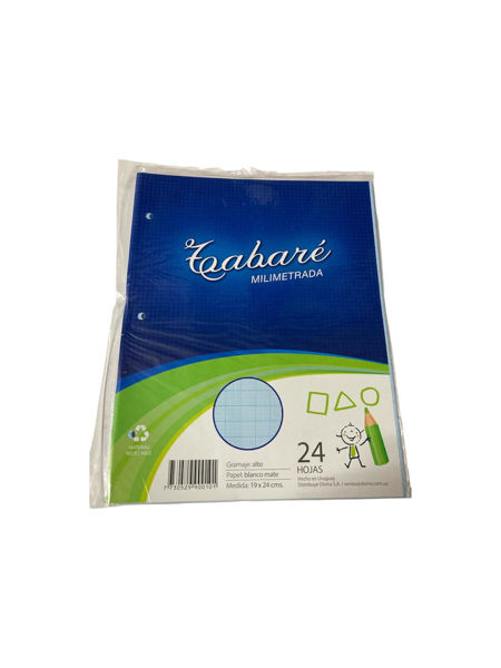 Imagen de HOJAS PERFORADAS MILIMETRADAS PAQ X 24 TABARE